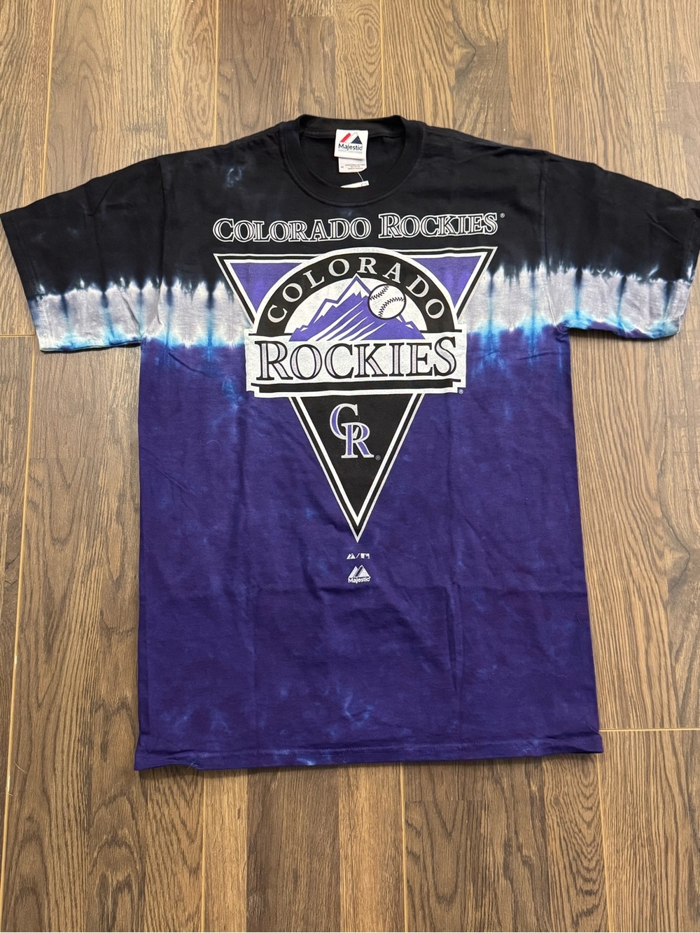 Majestic Colorado Rockies Tie-Dye Tee - Purple & Black